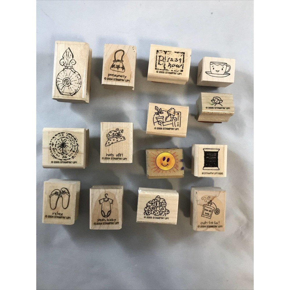Lot of 29 Wood Mounted Rubber Crafting Stamps Miscellaneous N3-4 - Picture 5 of 7
